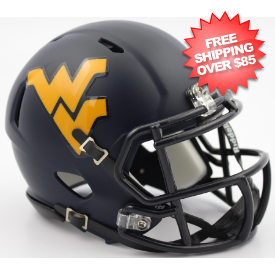 West Virginia Mountaineers NCAA Mini Speed Football Helmet <i>Satin Navy</i>