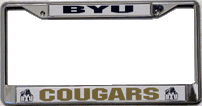 Brigham Young Cougars License Plate Frame Chrome