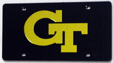 Georgia Tech Yellow Jackets License Plate Laser Cut Black w/Gold