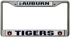 Auburn Tigers License Plate Frame Chrome white
