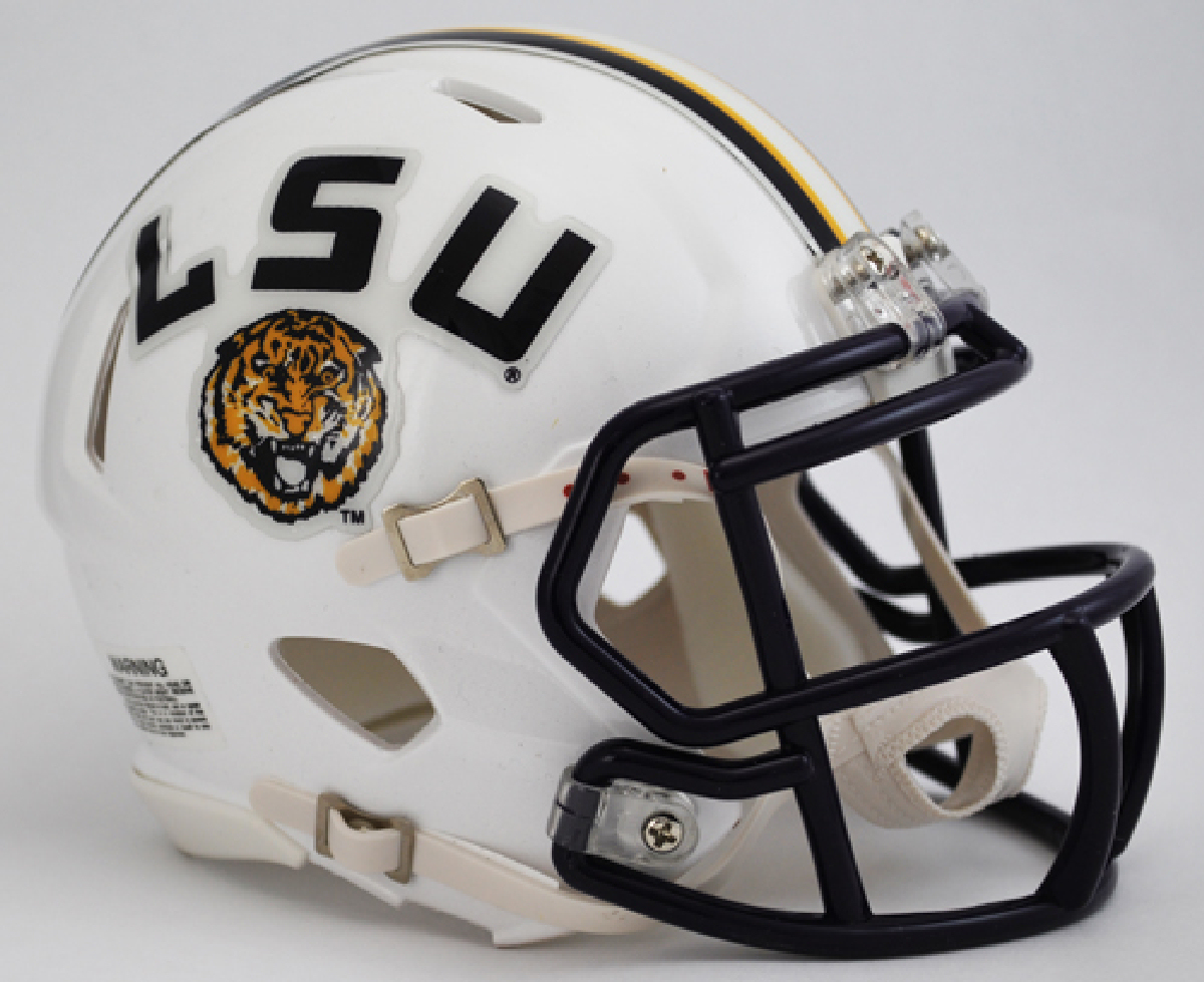 LSU Tigers NCAA Mini Speed Football Helmet <B>White</B>