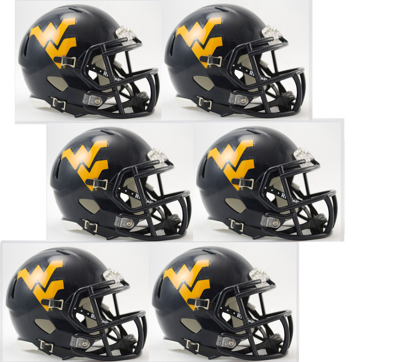 West Virginia Mountaineers NCAA Mini Speed Football Helmet 6 count
