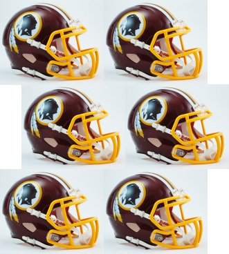 Washington Redskins NFL Mini Speed Football Helmet 6 count