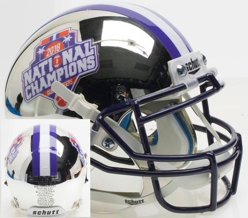 Clemson Tigers Authentic Football Helmet <B>2016 National Champs Silver Chrome</B>
