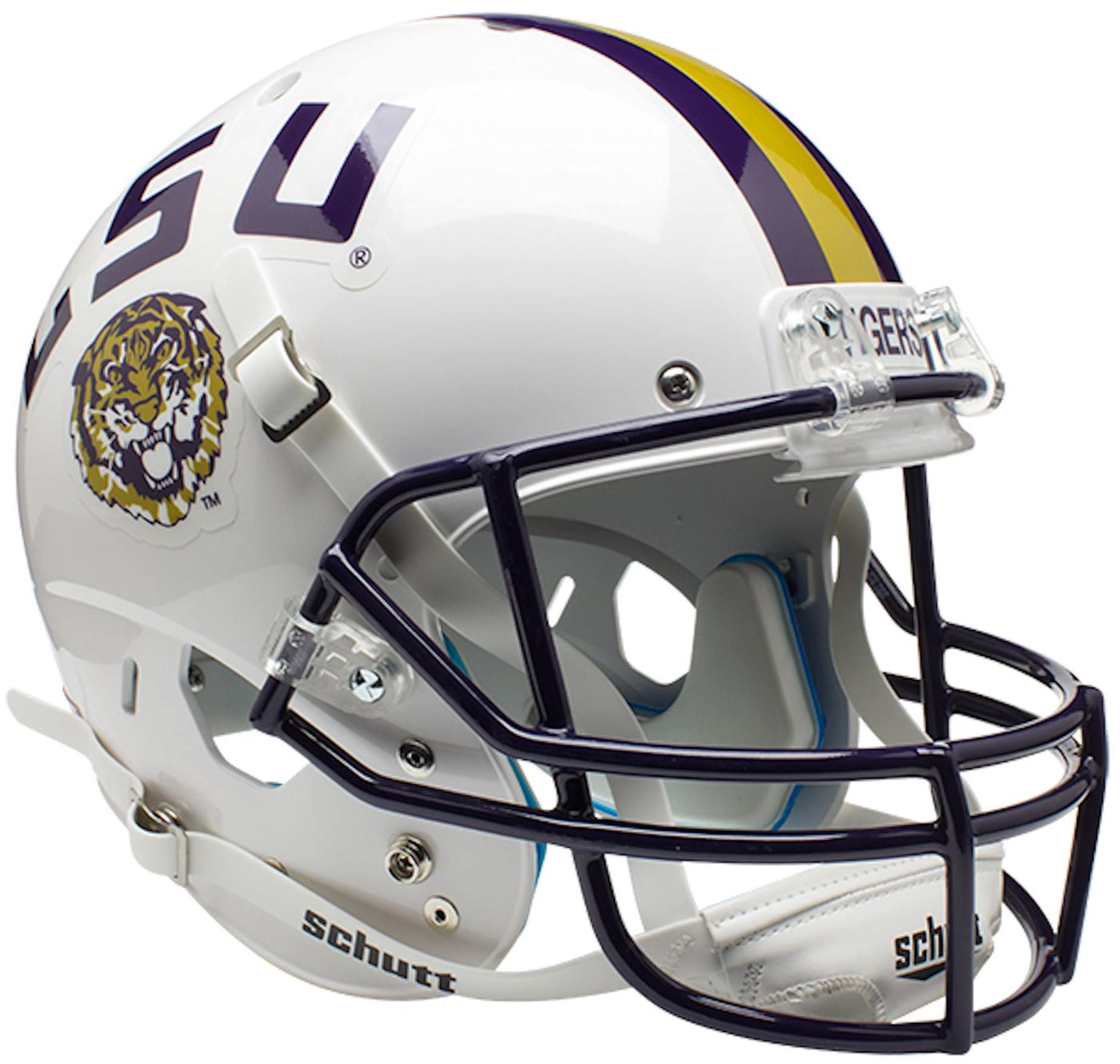 LSU Tigers Full XP Replica Football Helmet Schutt <B>White</B>
