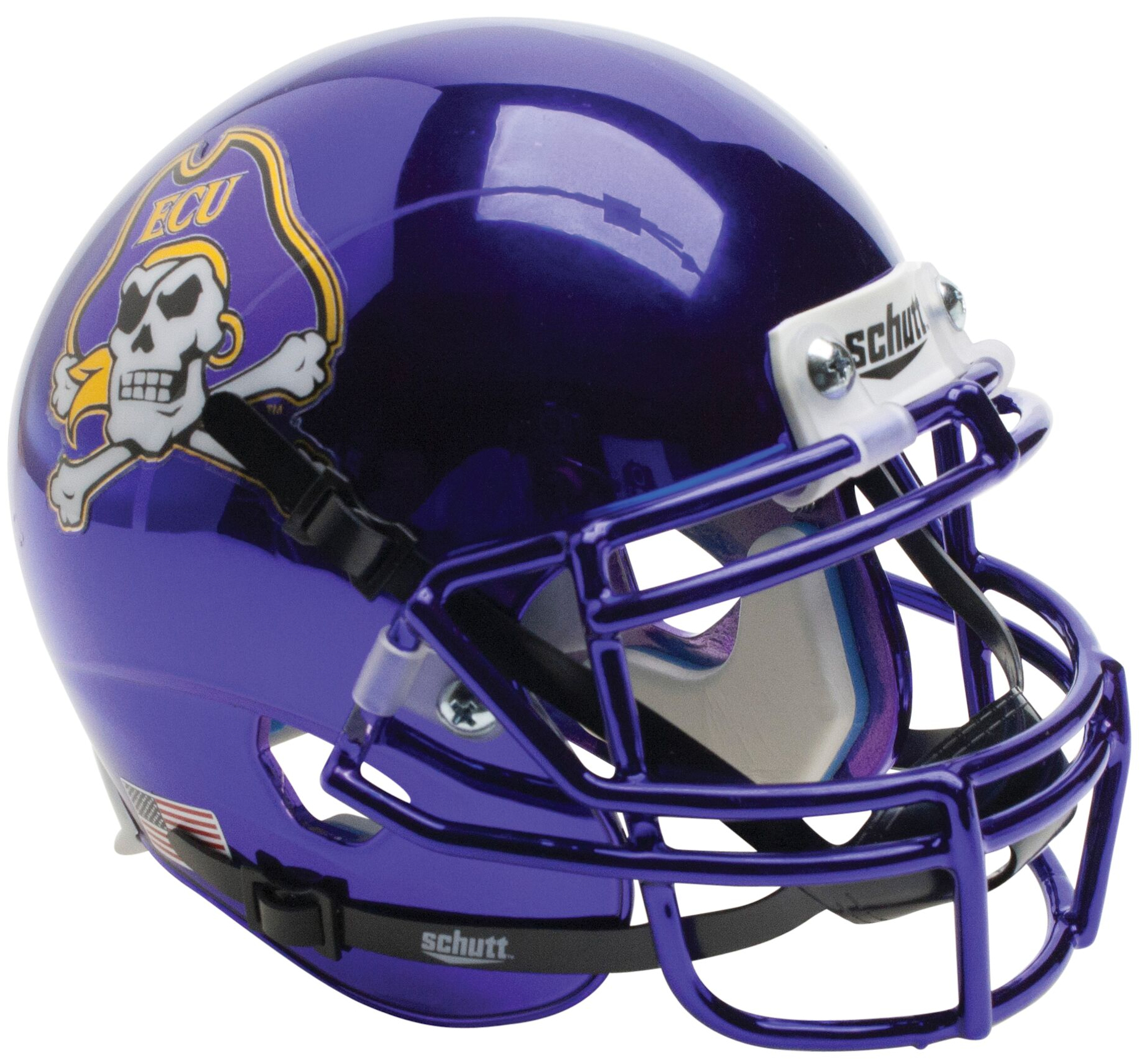 East Carolina Pirates Mini XP Authentic Helmet Schutt <B>Chrome</B>