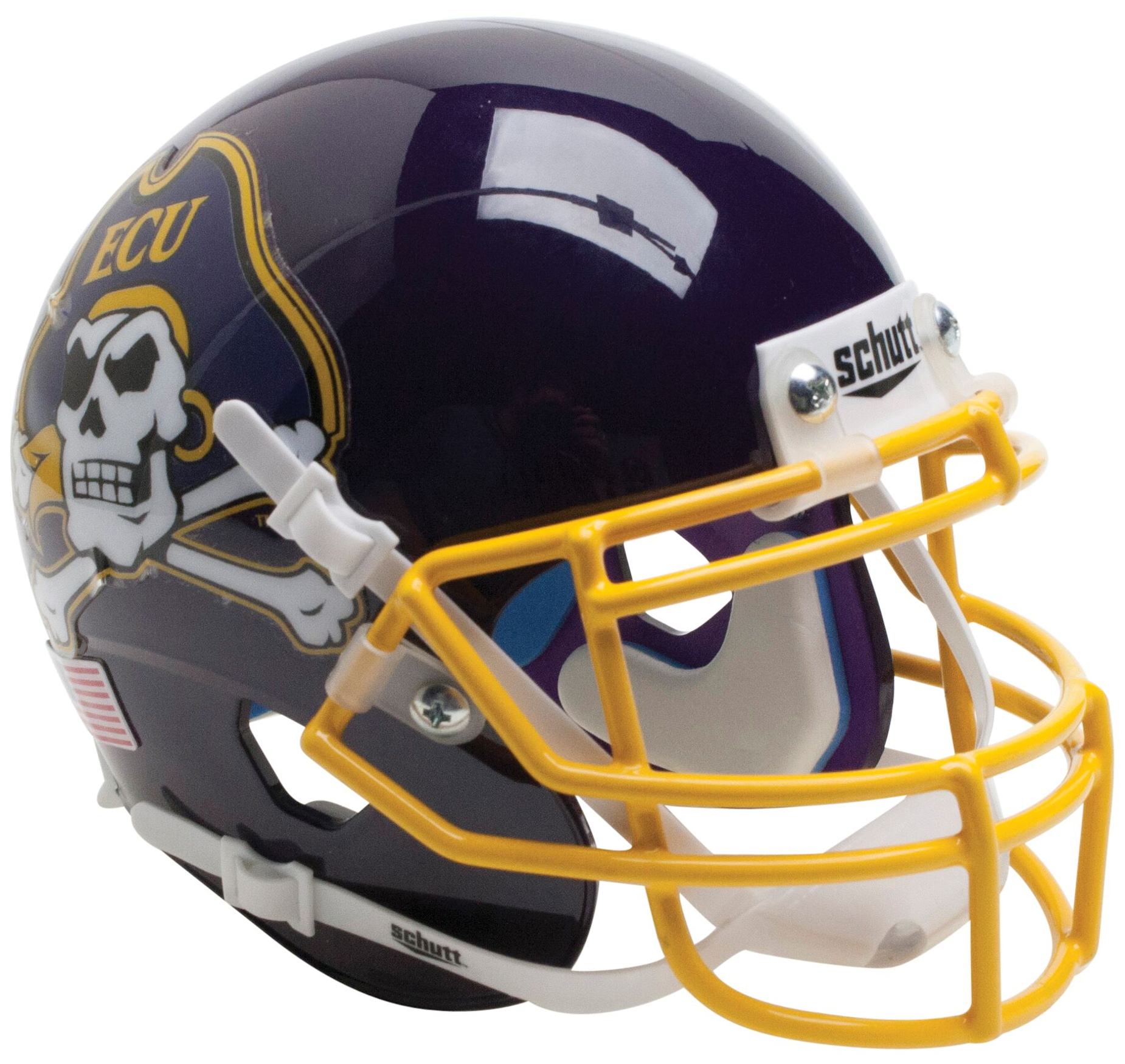 East Carolina Pirates Mini XP Authentic Helmet Schutt <B>Yellow Mask</B>