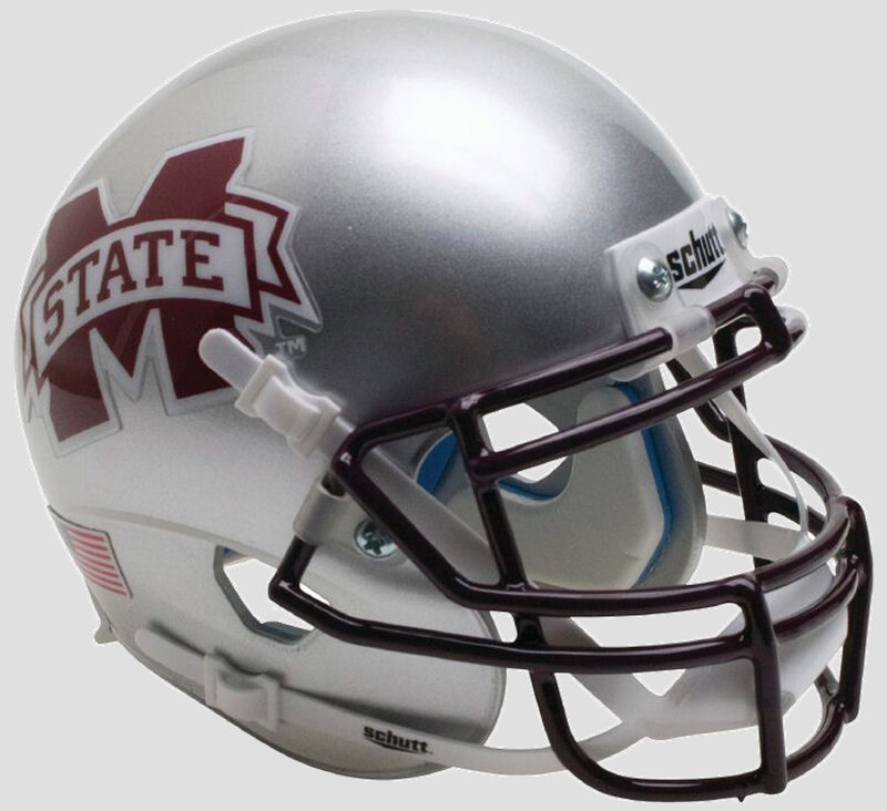 Mississippi State Bulldogs Mini XP Authentic Helmet Schutt <B>Silver</B>