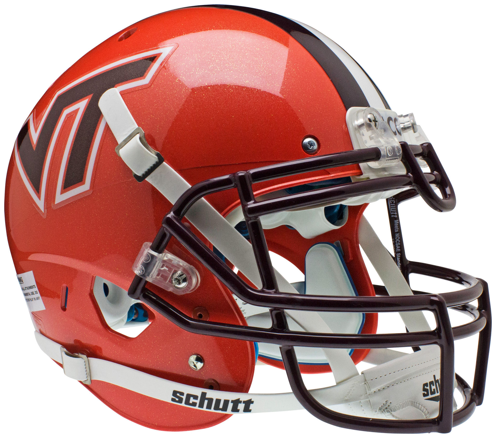 Virginia Tech Hokies Authentic College XP Football Helmet Schutt <B>Orange wi/ Stripe</B>