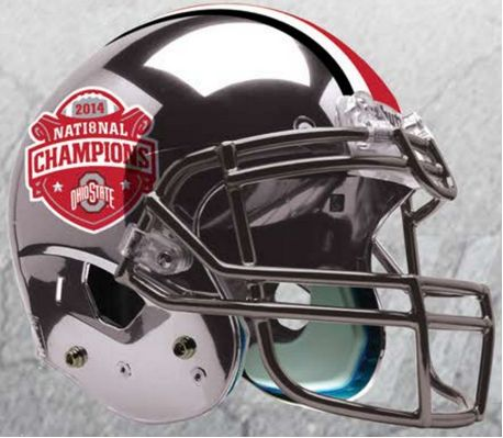 Ohio State Buckeyes 2014 National Champions Mini XP Authentic Helmet Schutt <B>Silver Chrome</B>
