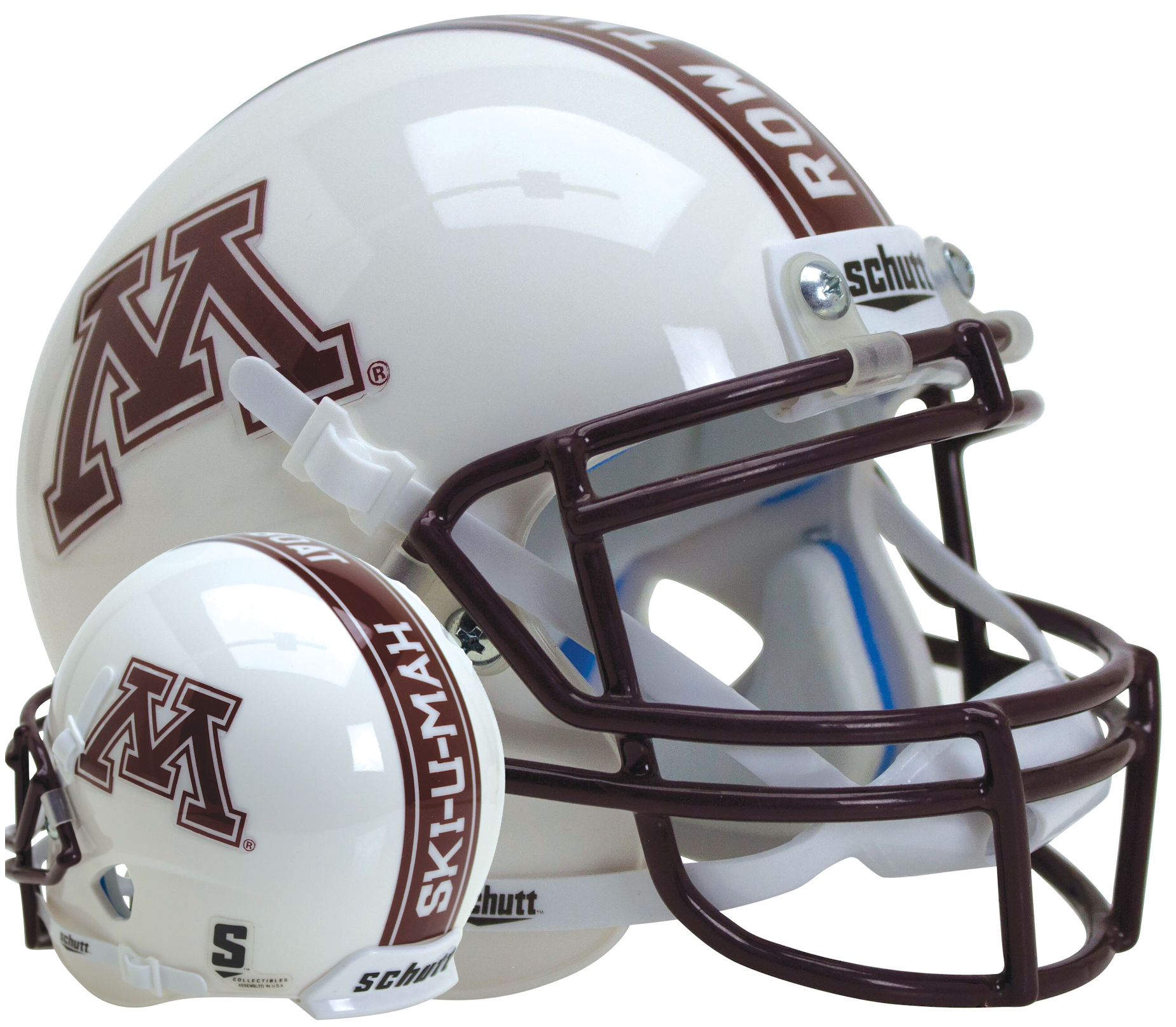 Minnesota Golden Gophers Full XP Replica Football Helmet Schutt <B>White Pinstripe</B>