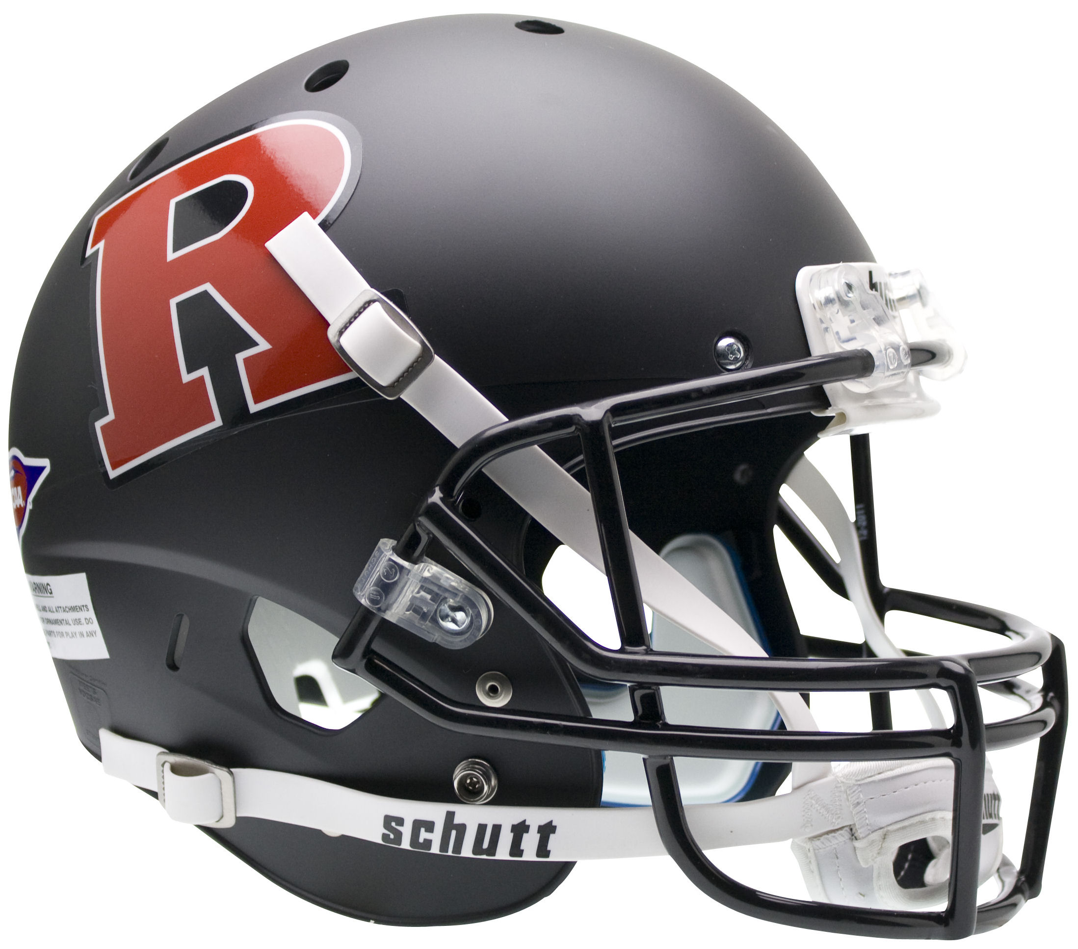 Rutgers Scarlet Knights Full XP Replica Football Helmet Schutt <B>Matte Black Red R</B>