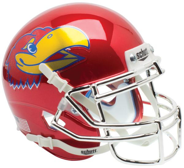 Kansas Jayhawks Mini XP Authentic Helmet Schutt <B>Scarlet Red Large Decal</B>