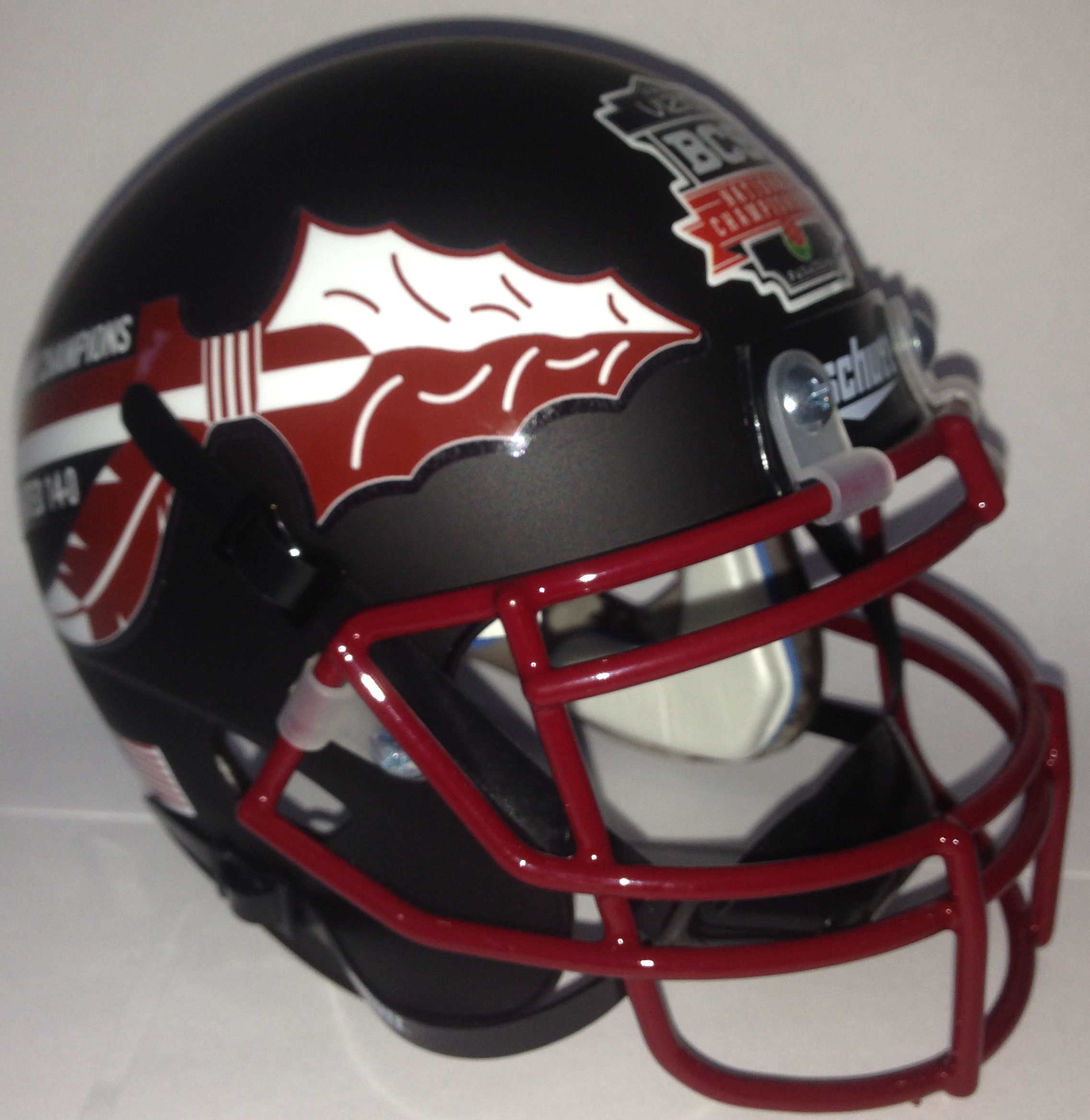 Florida State Seminoles 2013 BCS National Champions Mini XP Authentic Helmet Schutt <B>Matte Black Limited</B>