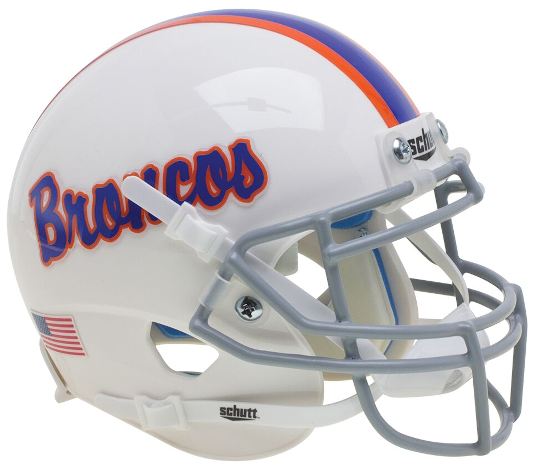 Boise State Broncos Mini XP Authentic Helmet Schutt <B>White With Pinstripe</B>
