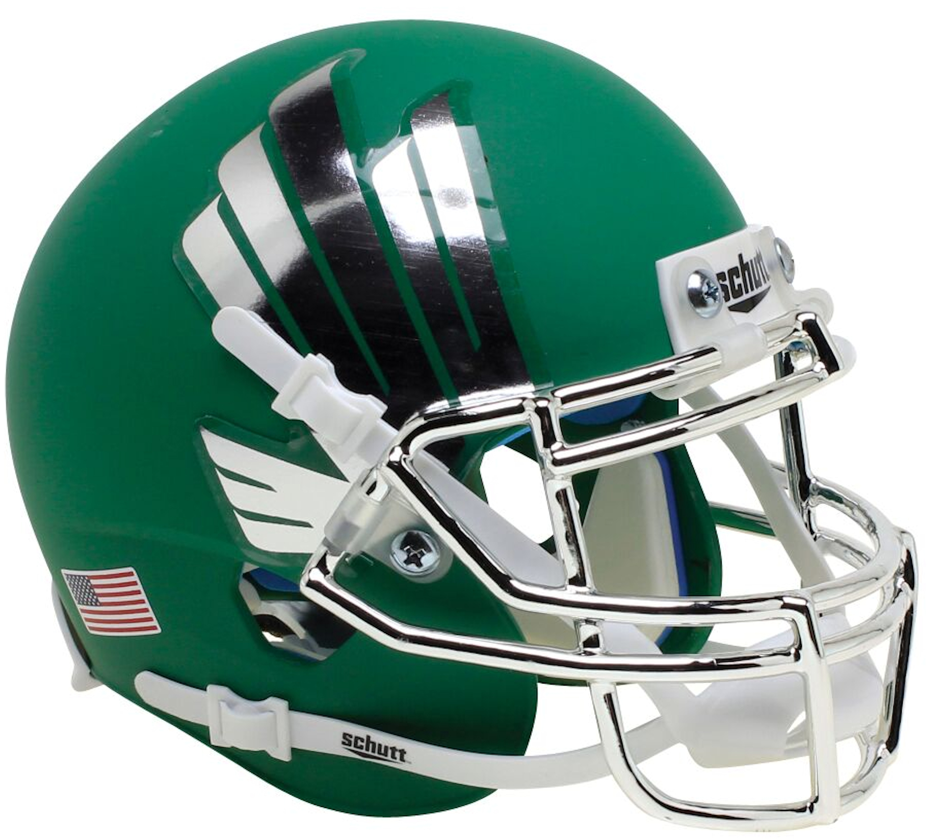 North Texas Mean Green Mini XP Authentic Helmet Schutt <B>Chrome Mask</B>