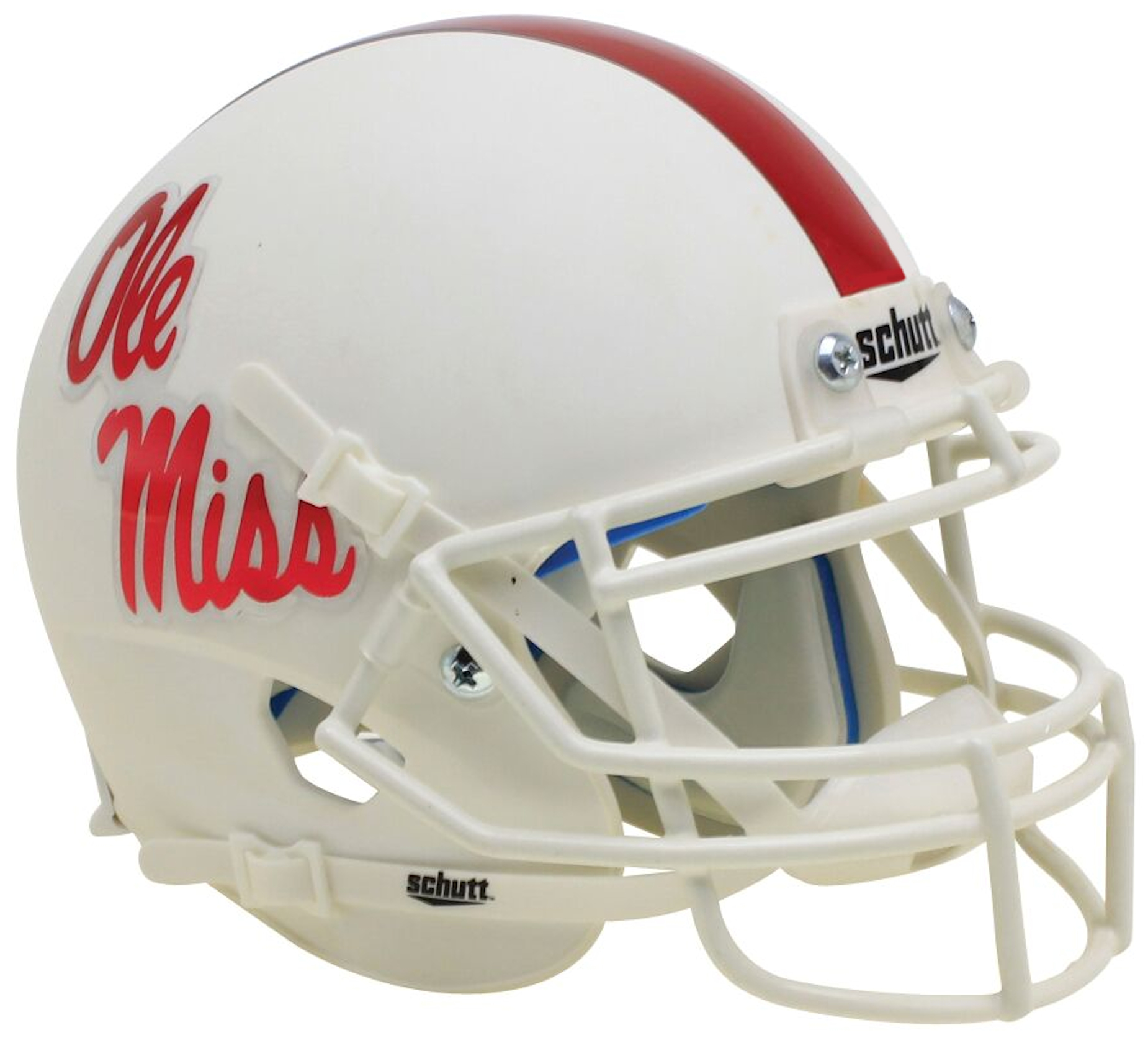 Mississippi (Ole Miss) Rebels Mini XP Authentic Helmet Schutt <B>White With Red Decal</B>