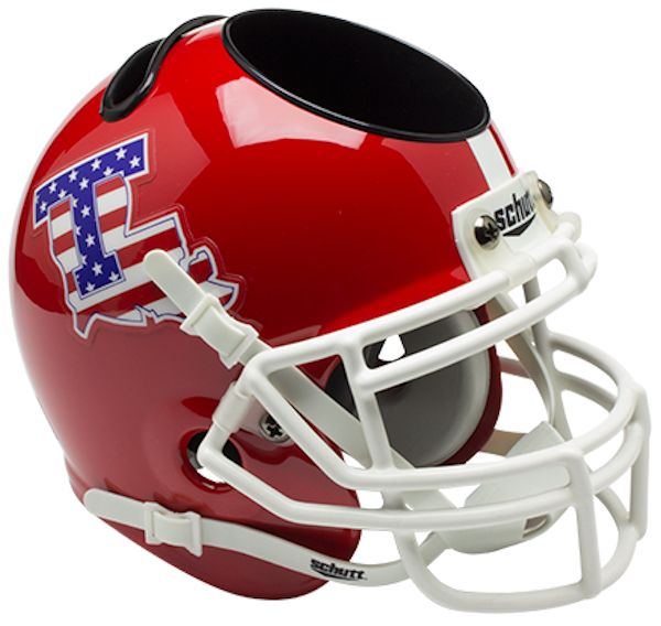 Louisiana Tech Bulldogs Miniature Football Helmet Desk Caddy <B>Flag</B>