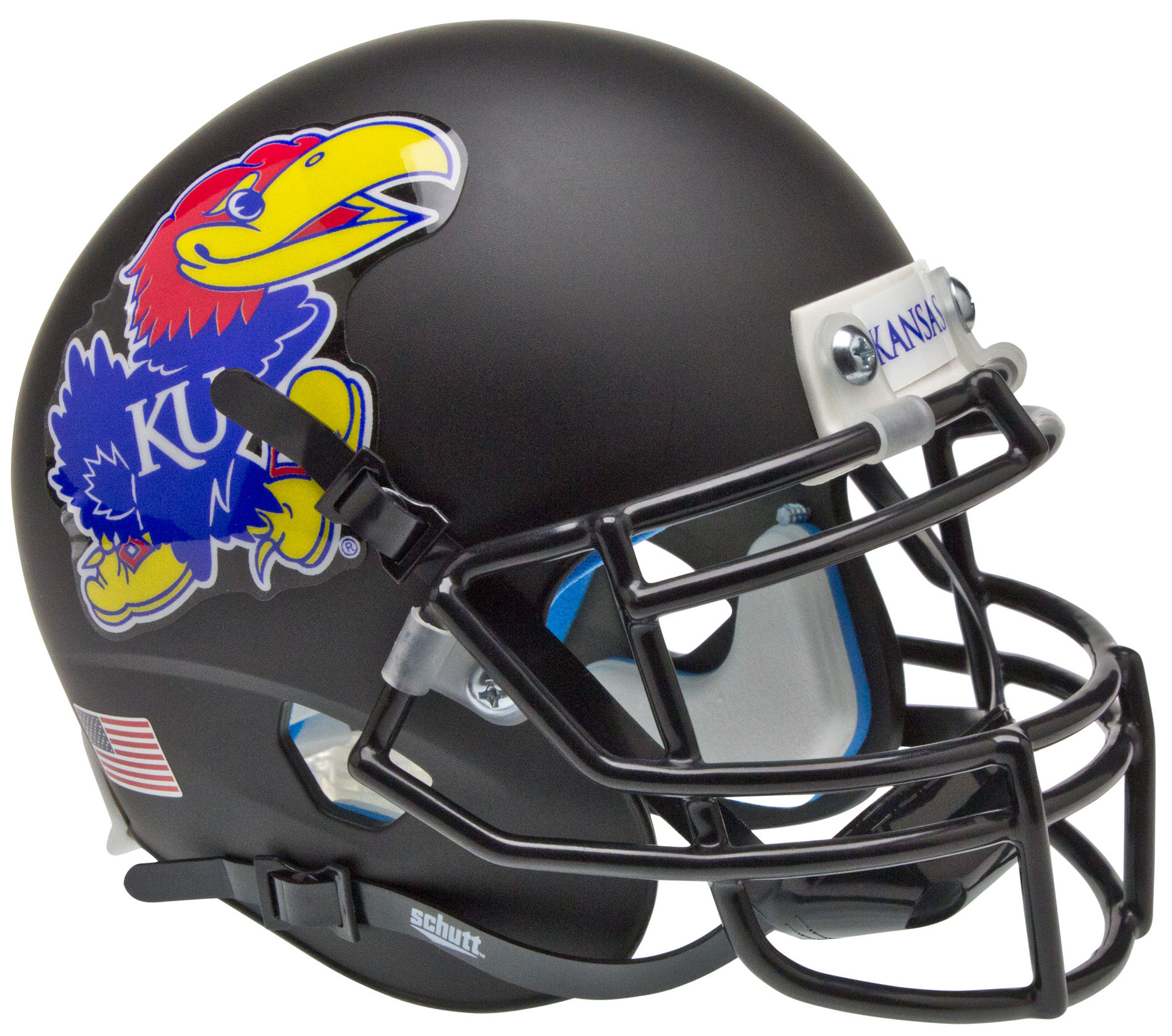 Kansas Jayhawks Mini XP Authentic Helmet Schutt <B>Matte Black</B>