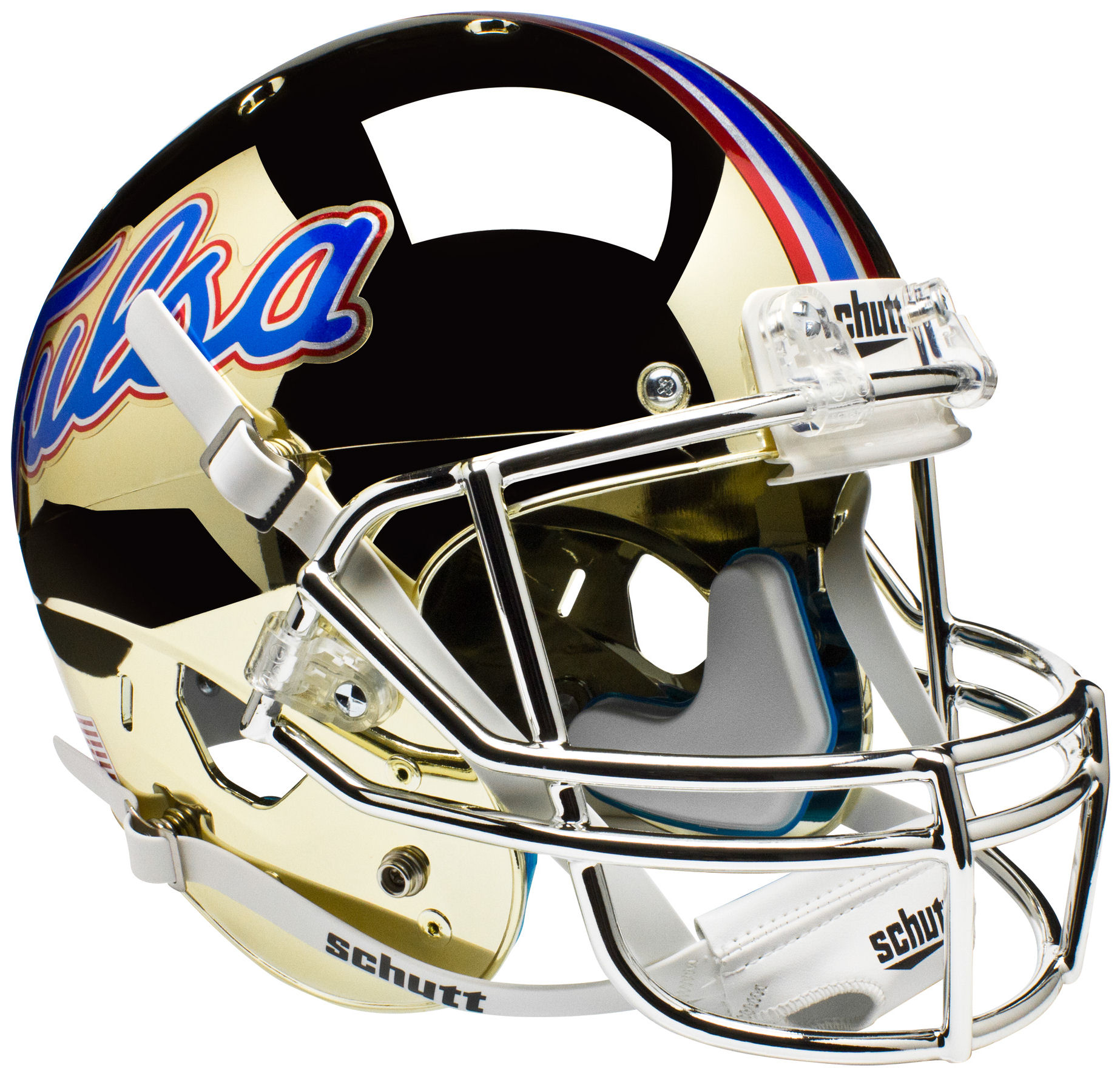 Tulsa Golden Hurricane Mini XP Authentic Helmet Schutt <B>Chrome</B>