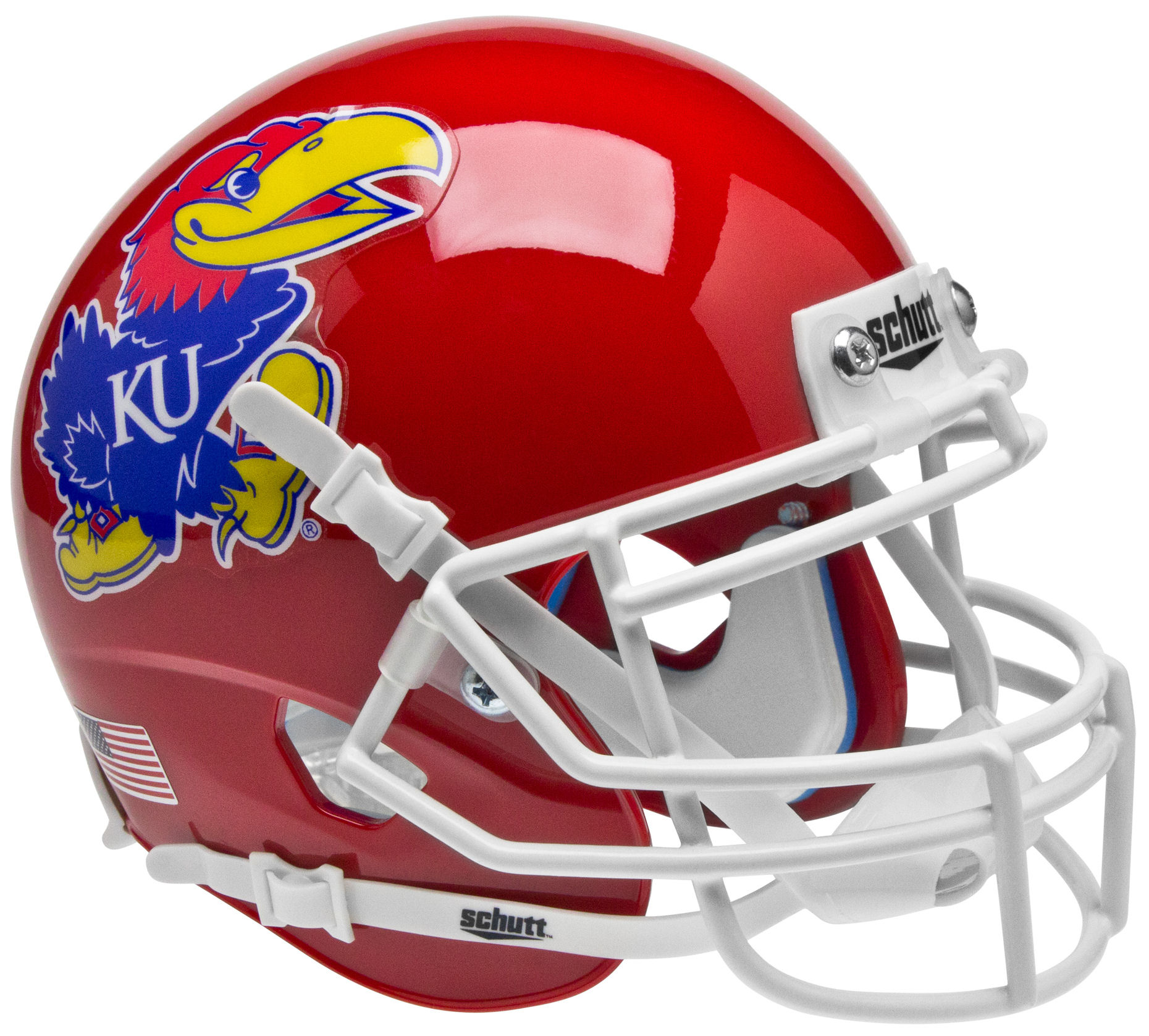 Kansas Jayhawks Mini XP Authentic Helmet Schutt <B>Scarlet Red</B>