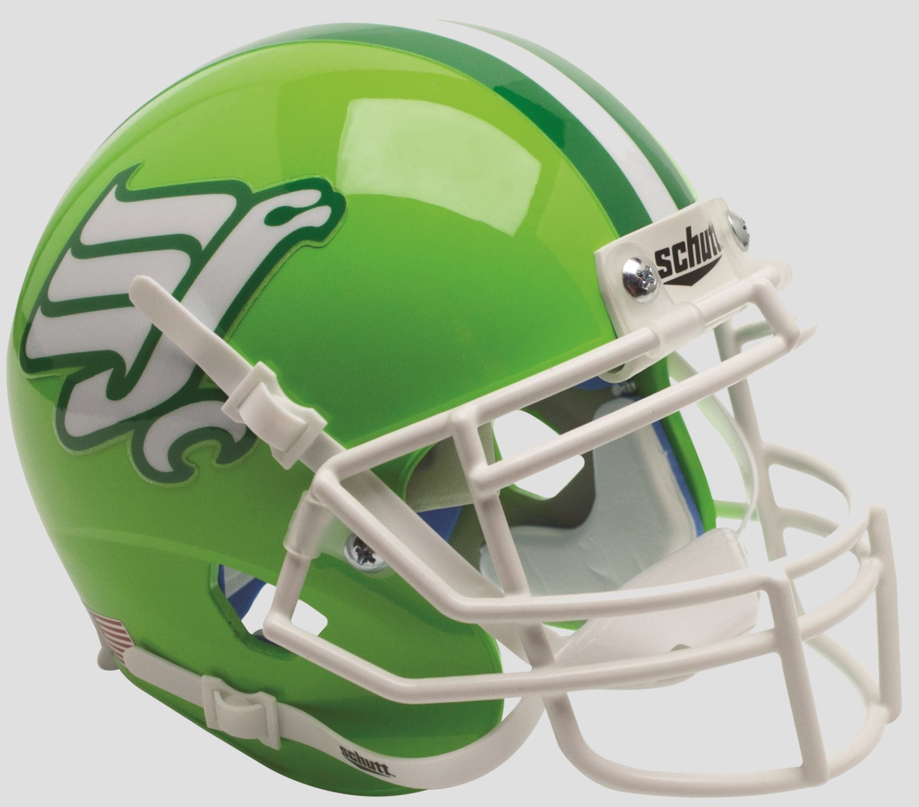 North Texas Mean Green Mini XP Authentic Helmet Schutt <B>Green Flying Worm</B>