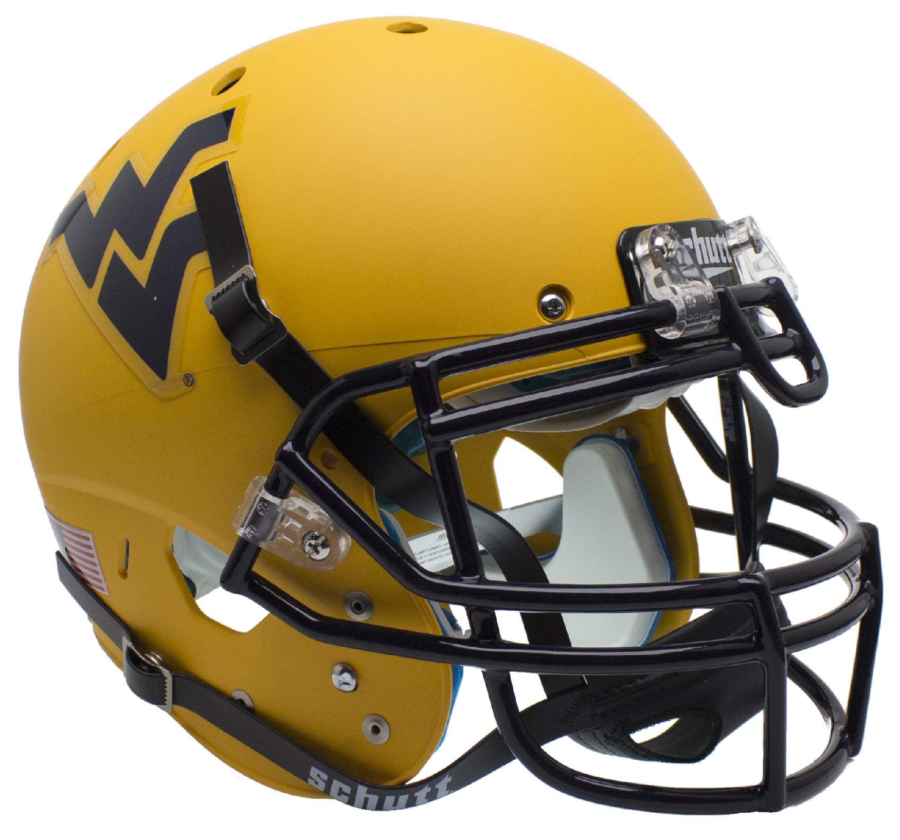 West Virginia Mountaineers Authentic College XP Football Helmet Schutt <B>Matte Gold</B>