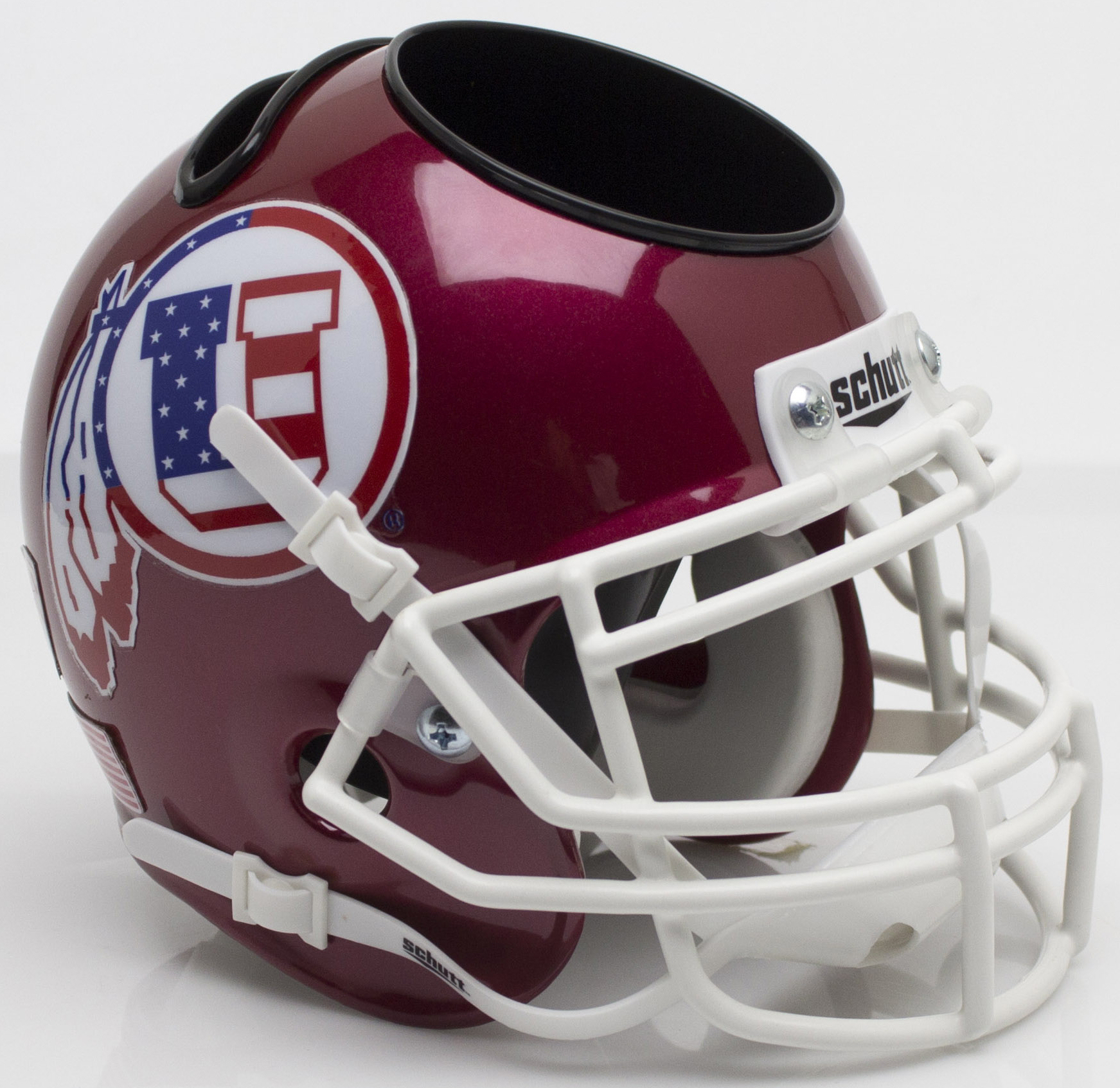 Utah Utes Miniature Football Helmet Desk Caddy <B>Flag Decal</B>
