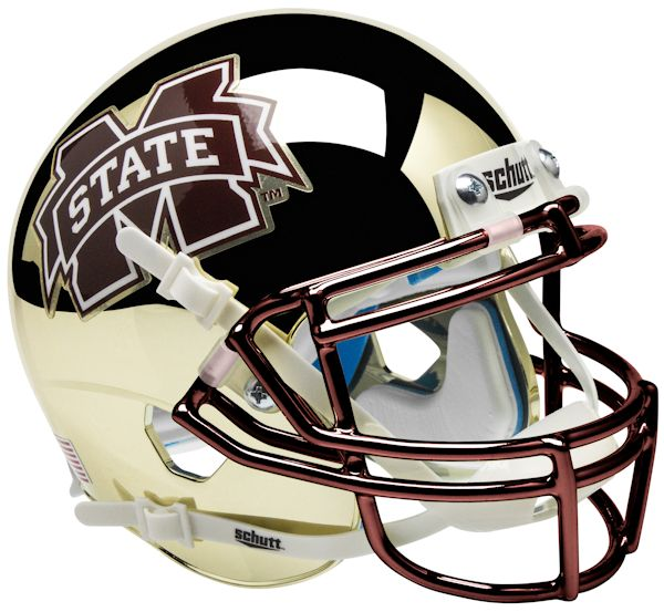 Mississippi State Bulldogs Mini XP Authentic Helmet Schutt <B>Chrome Gold</B>