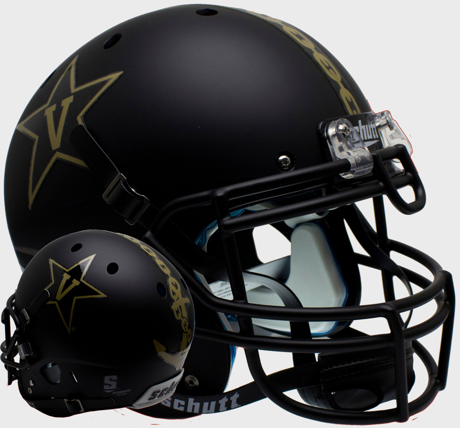 Vanderbilt Commodores Authentic College XP Football Helmet <B>Matte Black w/Anchor<B>