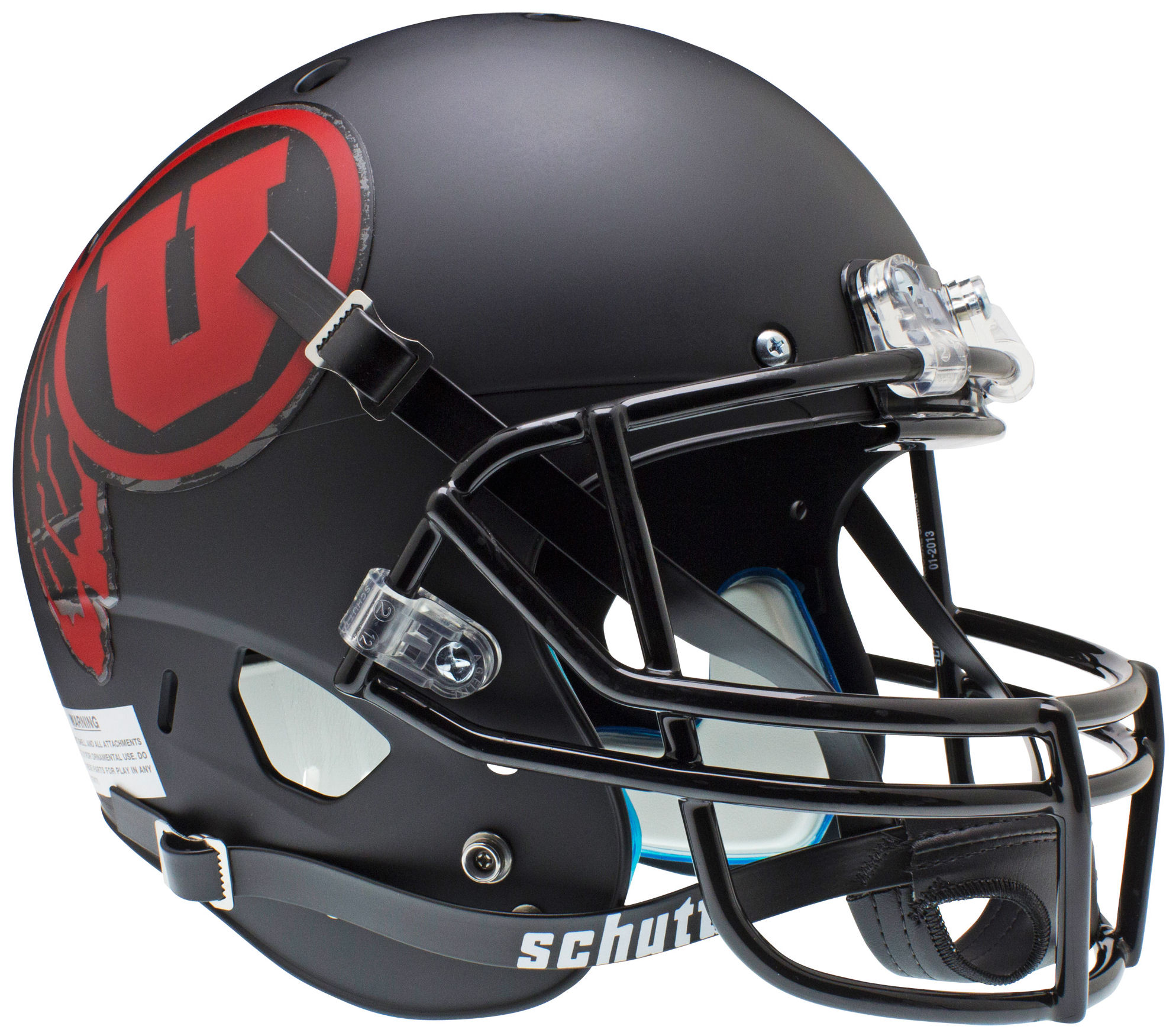 Utah Utes Full XP Replica Football Helmet Schutt <B>Matte Black w/Red decal<B>