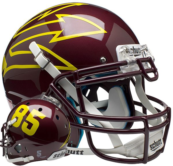 Arizona State Sun Devils Authentic College XP Football Helmet Schutt <B>Maroon Large Pitchfork w/85</B>