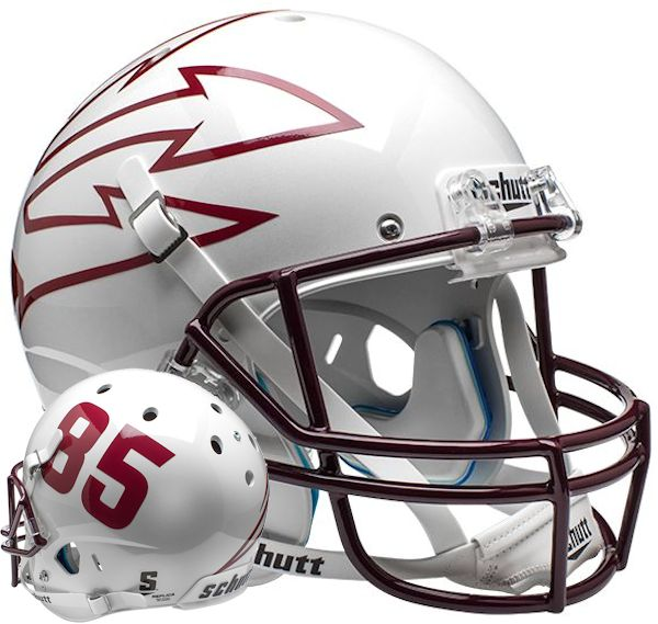 Arizona State Sun Devils Full XP Replica Football Helmet Schutt <B>White Large Pitchfork w/85</B>