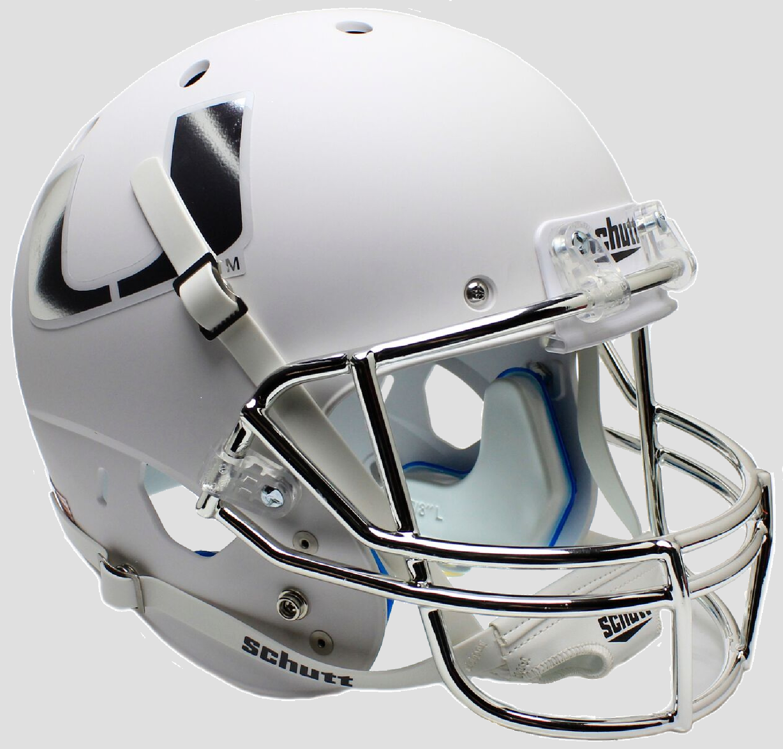 Miami Hurricanes Full XP Replica Football Helmet Schutt <B>Chrome Mask and Decal</B>