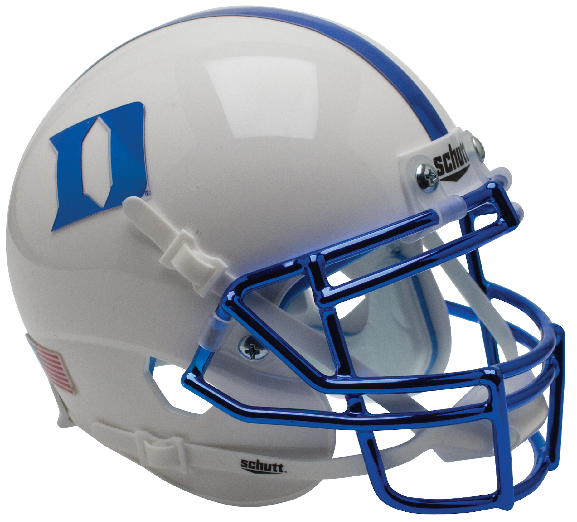 Duke Blue Devils Mini XP Authentic Helmet Schutt <B>White with Chrome Mask</B>