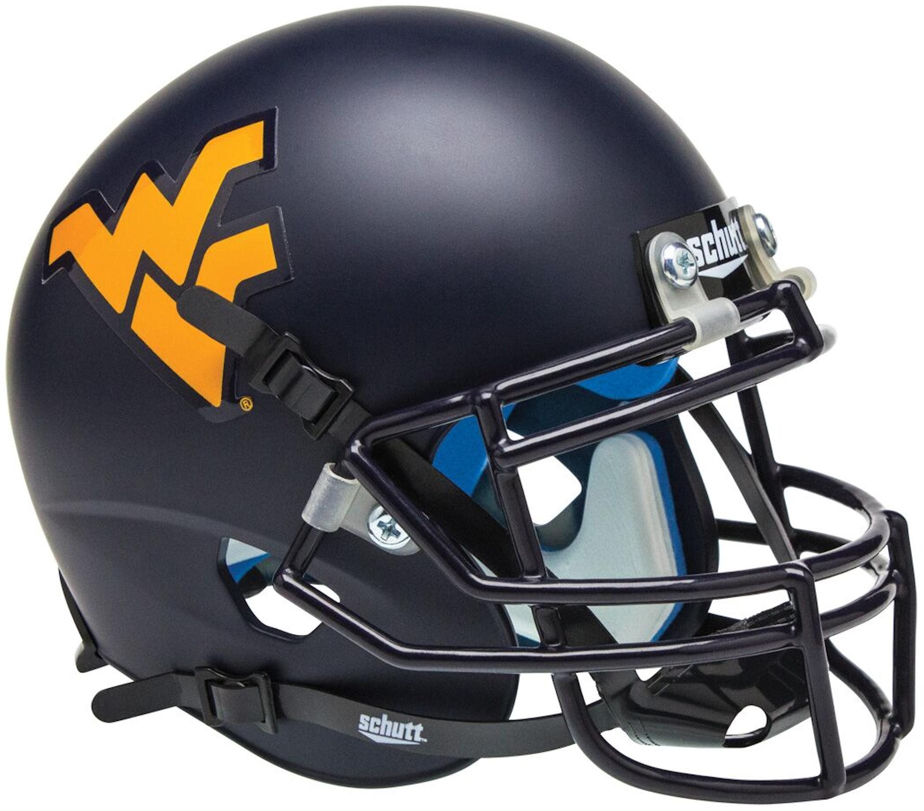 West Virginia Mountaineers Mini XP Authentic Helmet Schutt <B>Matte Navy</B>
