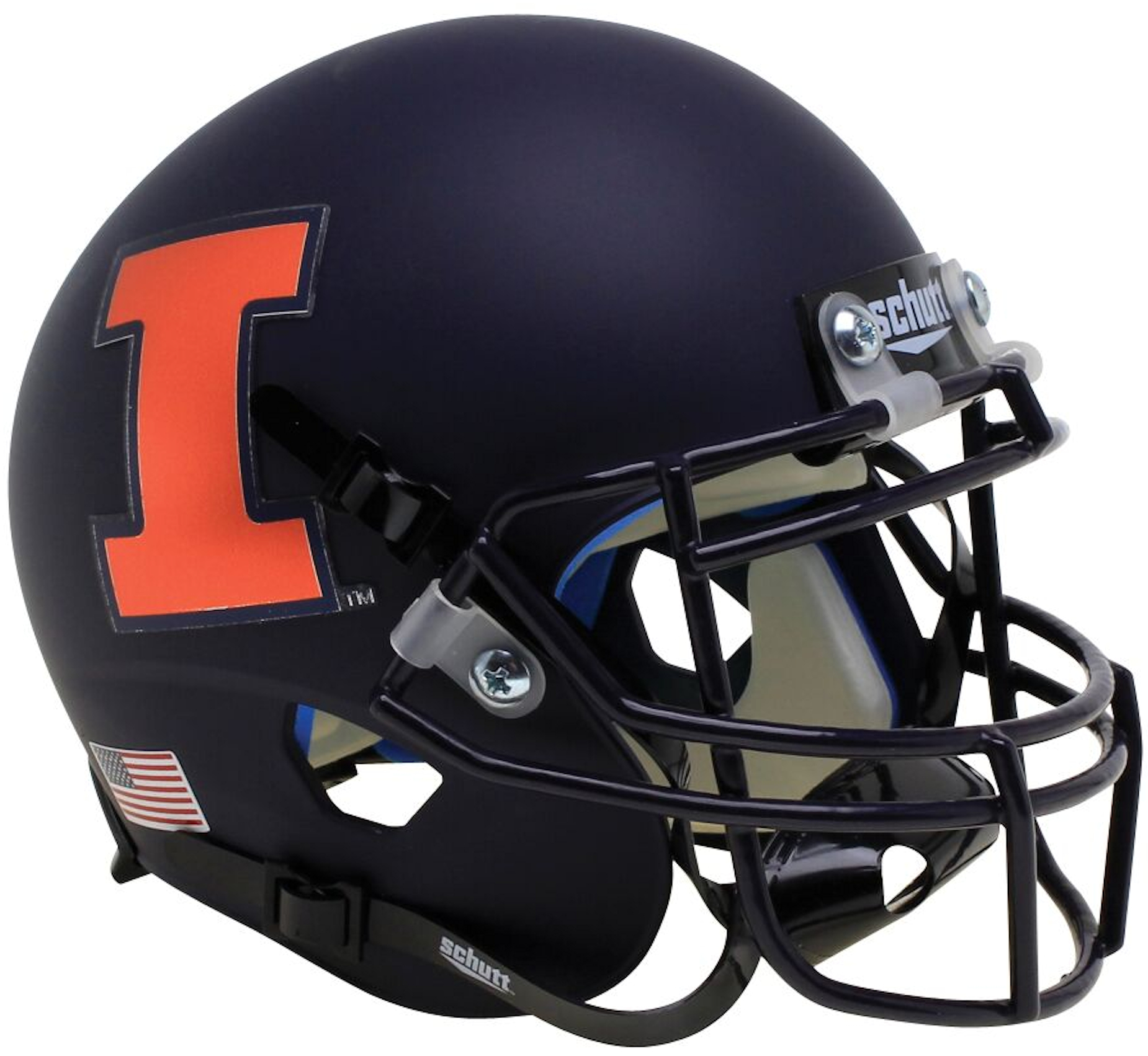 Illinois Fighting Illini Mini XP Authentic Helmet Schutt <B>Matte Black Orange I</B>