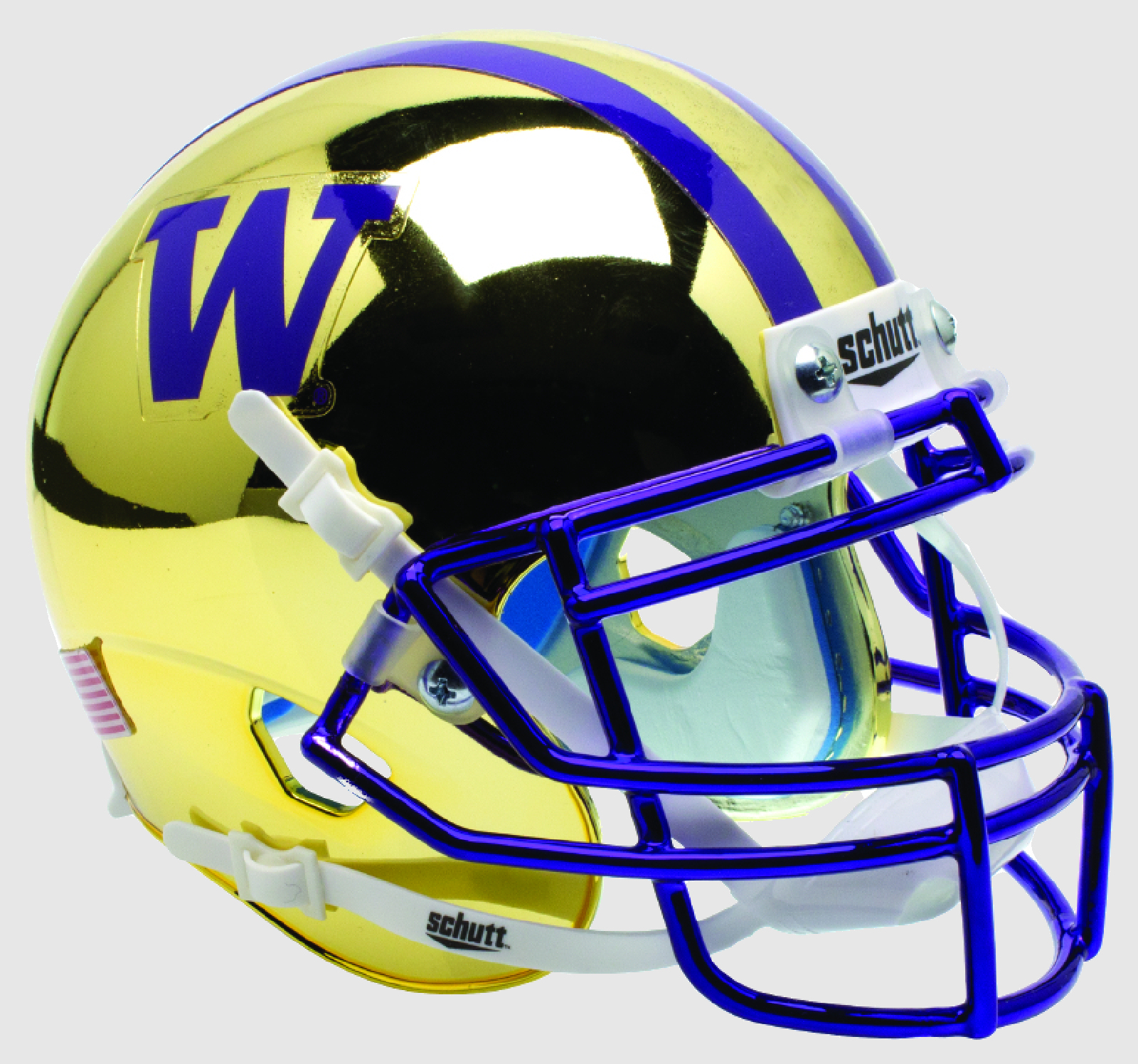 Washington Huskies Mini XP Authentic Helmet Schutt <B>Chrome Gold</B>