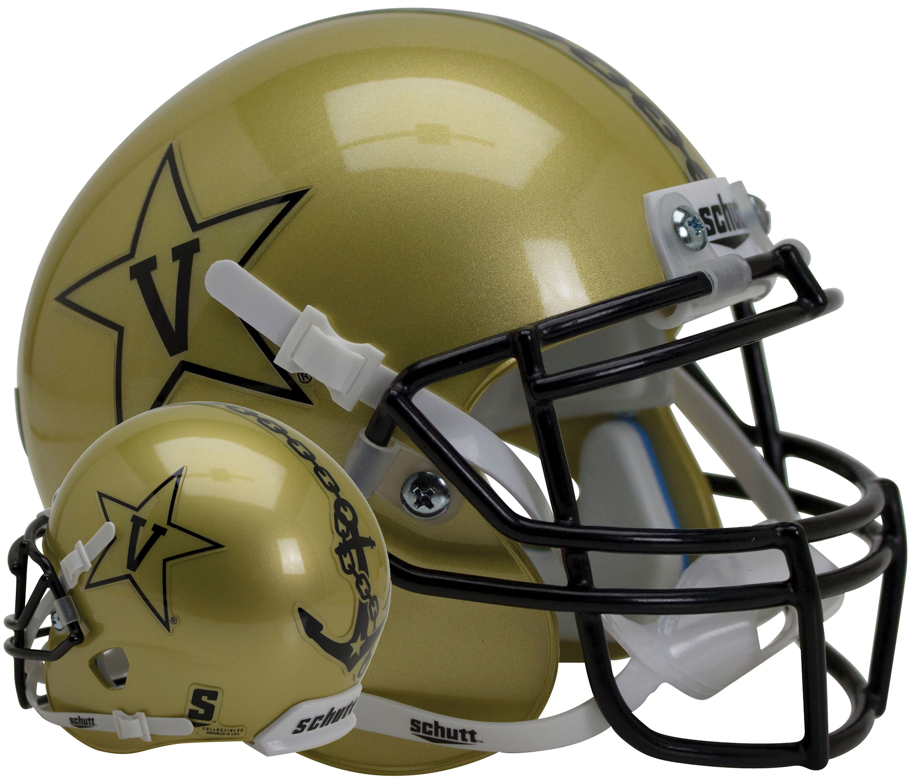 Vanderbilt Commodores Mini XP Authentic Helmet Schutt <B>Gold</B>