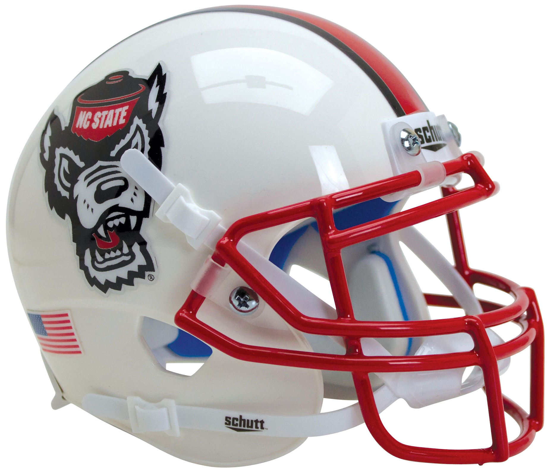 North Carolina State Wolfpack Full XP Replica Football Helmet Schutt <B>White Wolf</B>