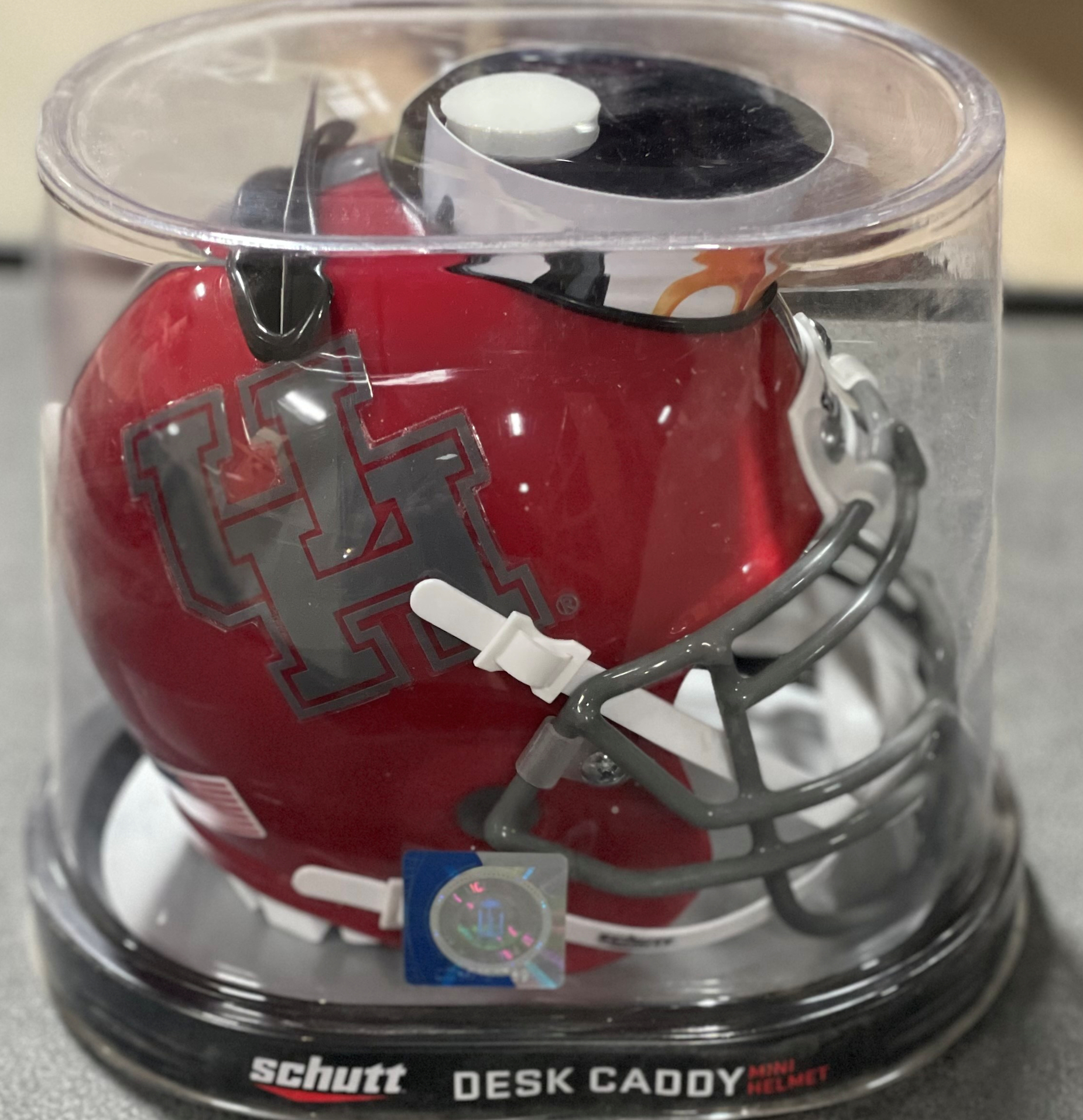 Houston Cougars Miniature Football Helmet Desk Caddy <B>Gray Mask</B>