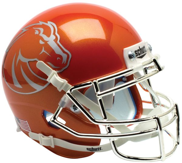 Boise State Broncos Mini XP Authentic Helmet Schutt <B>Orange with Chrome Mask</B>