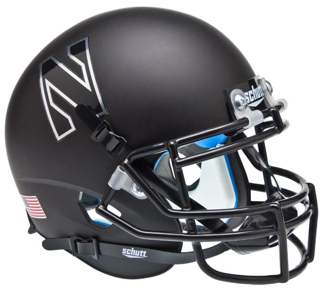 Northwestern Wildcats Mini XP Authentic Helmet Schutt <B>Matte Black Chrome N</B>