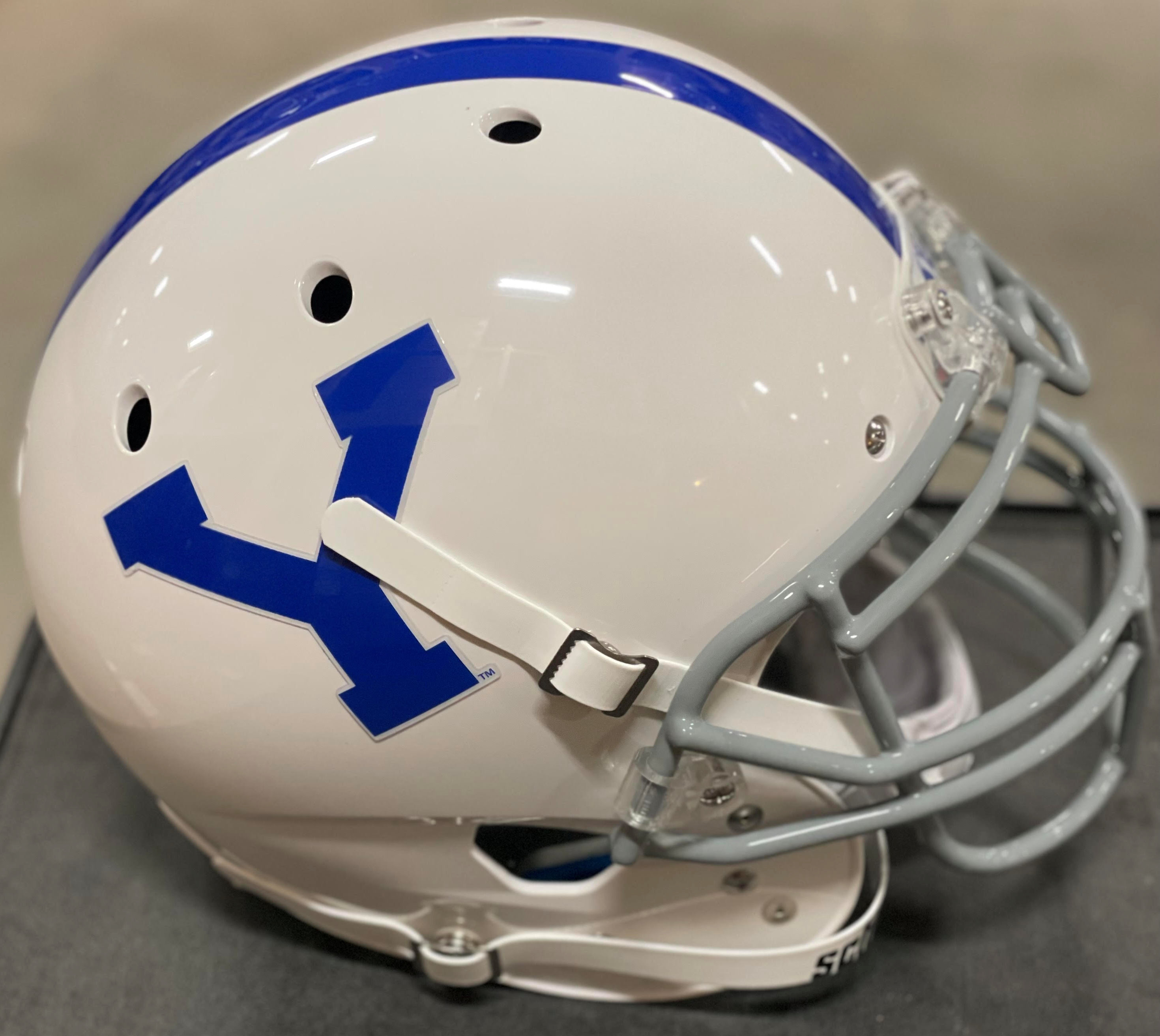 Brigham Young Cougars Authentic College XP Football Helmet Schutt <B>White w/Gray Mask</B>