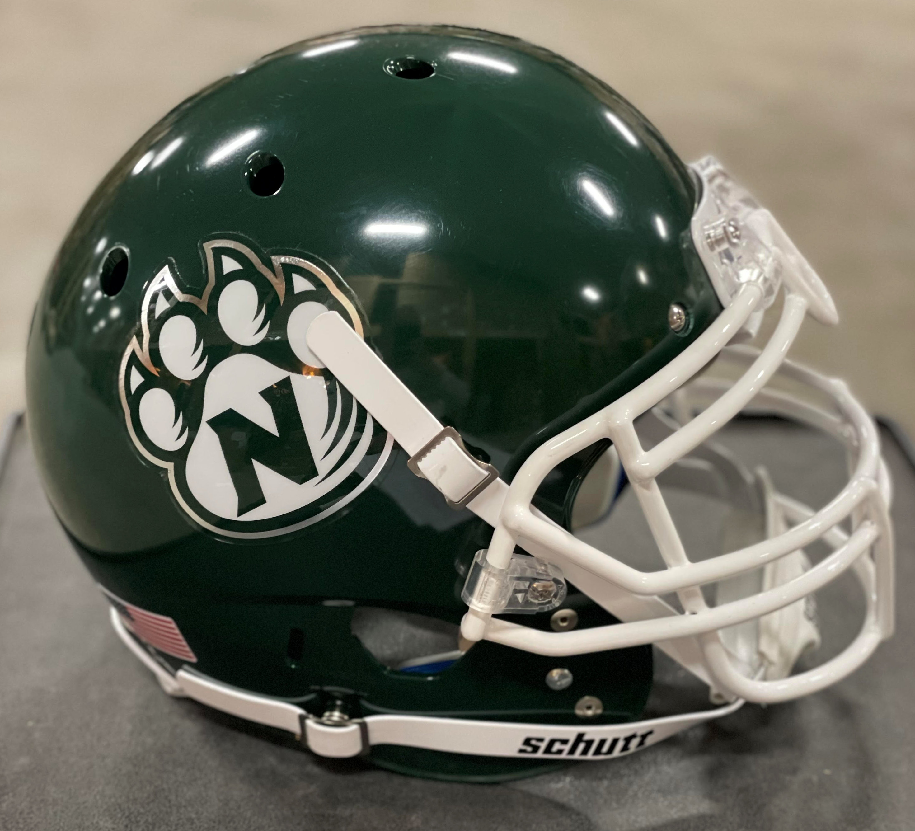 Northwest Missouri State Bearcats Authentic College XP Football Helmet Schutt <B>Green with Chrome Decal</B>