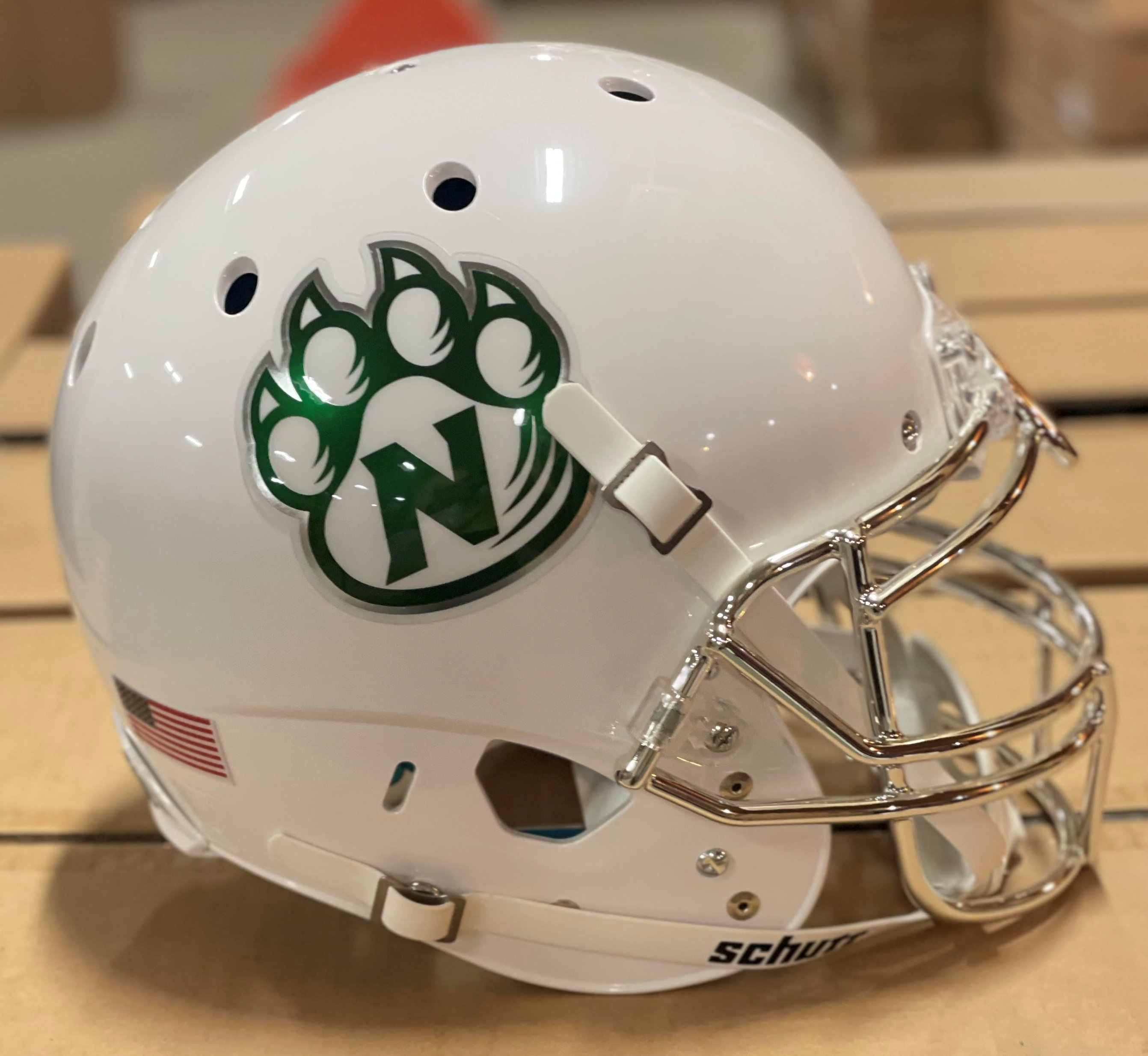 Northwest Missouri State Bearcats Authentic College XP Football Helmet Schutt <B>White with Chrome  Mask Decal</B>