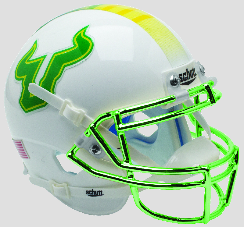 South Florida Bulls Full XP Replica Football Helmet Schutt <B>Yellow with Chrome Mask</B>