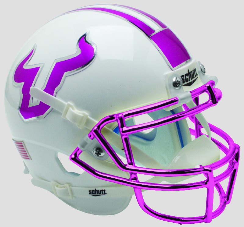 South Florida Bulls Full XP Replica Football Helmet Schutt <B>Pink with Chrome Mask</B>
