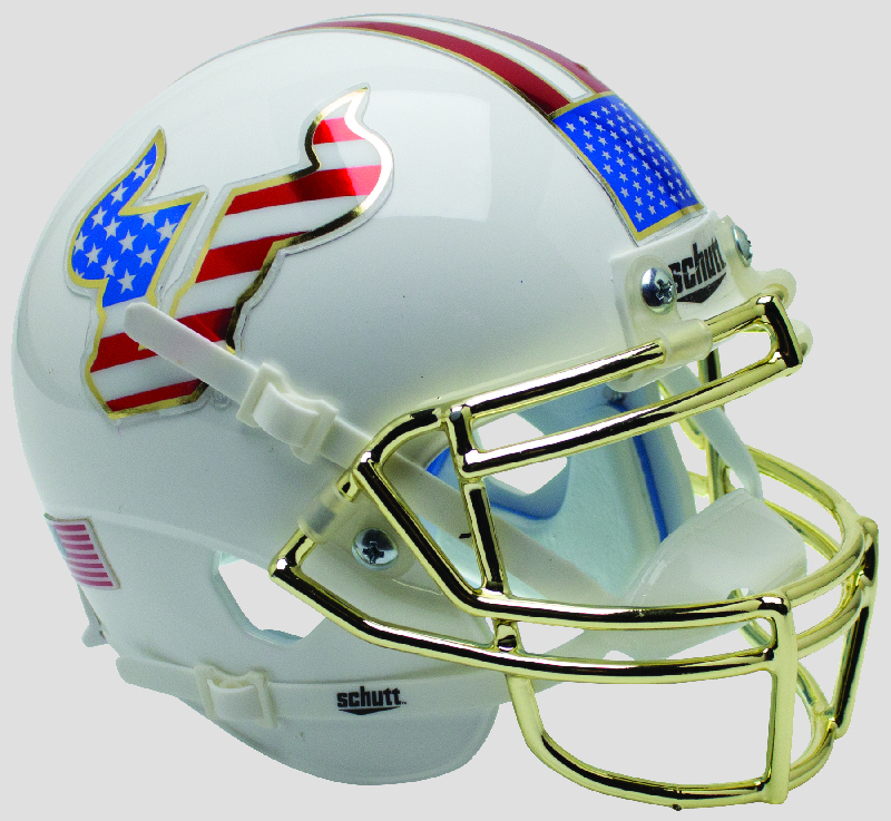 South Florida Bulls Miniature Football Helmet Desk Caddy <B>Flag with Chrome Mask</B>