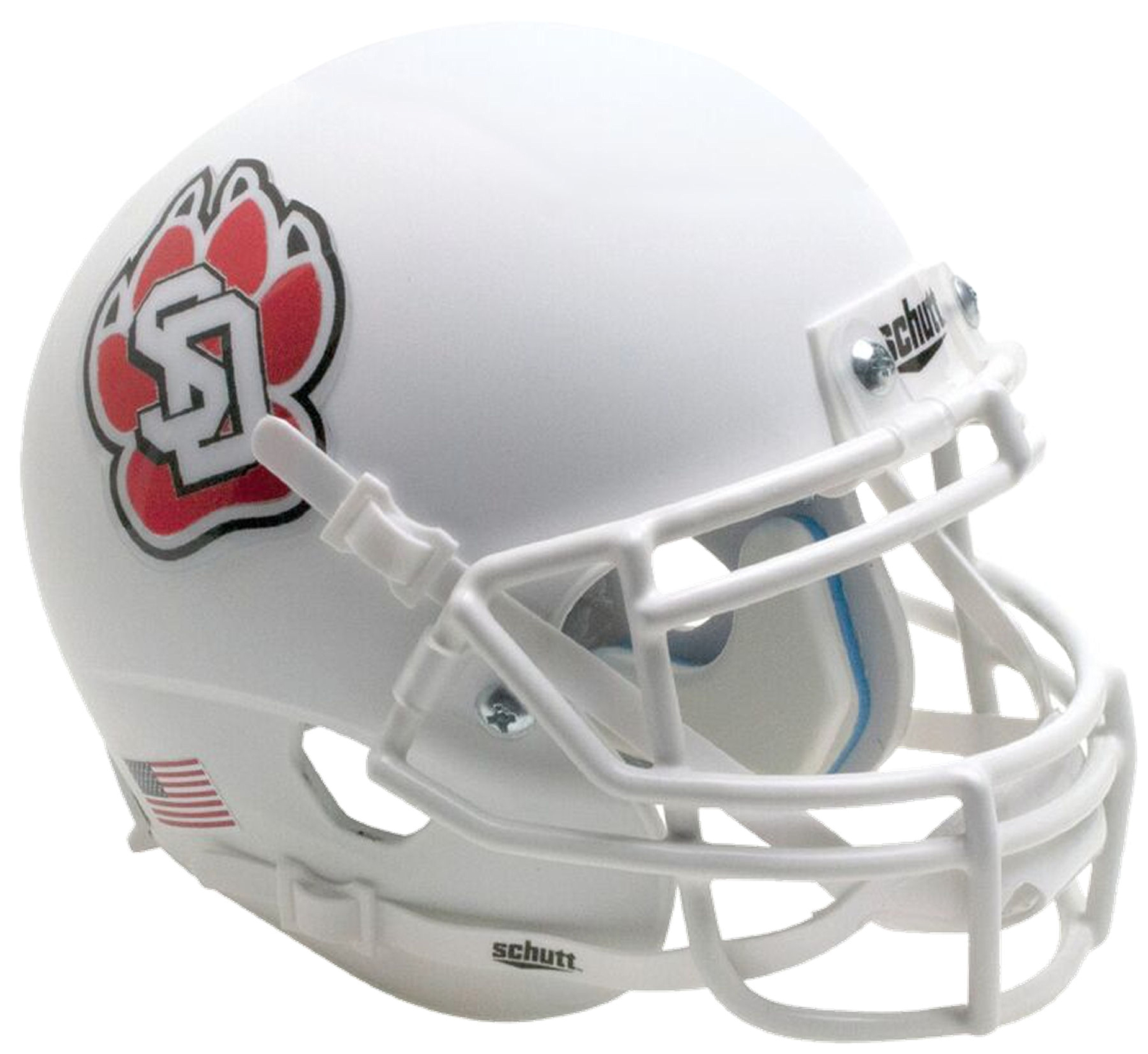 South Dakota Coyotes Full XP Replica Football Helmet Schutt <B>Matte White with Chrome Decal</B>